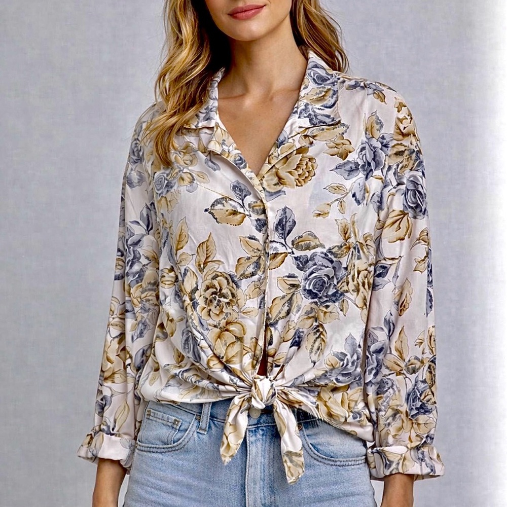 Alfred Dunner Floral Button-Up Blouse | Size 20 |